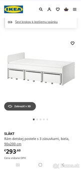 Ikea släkt postel s 3 zásuvkami - 5
