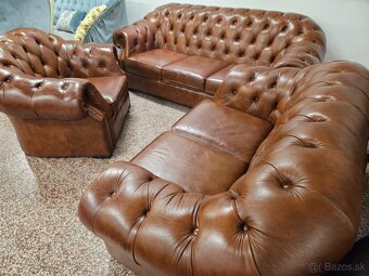 CHESTERFIELD ŠTÝL,HRUBOKOŽENÁ SEDAČKA 3+2+1 - 5