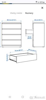 PREDÁM - Nočné stolíky a komodu IKEA MALM - 5