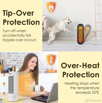 NOVÝ Elektrický ohrievač, keramický s diaľkovým ovládaním - 5