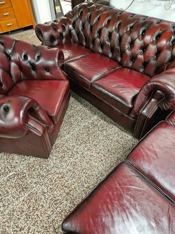 CHESTERFIELD ŠTÝL,KOŽENÁ SEDAČKA 3+3+1 - 5