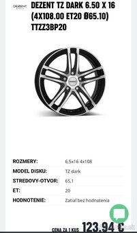 Disky Dezent TZ Dark s letnými pneu - 5