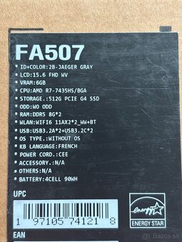 Nepoužity Asus TUF gaming FA507 - 15” LCD - 5