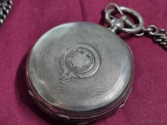 Strieborné,vreckové hodinky,Waltham,klúčovky. - 5