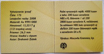 REZERVOVANÁ Zlatá replika 10 Sk 2008, NBS č. 175 - 5