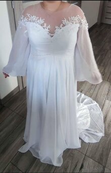 Snehobiele tehotenské svadobné šaty nové - 5