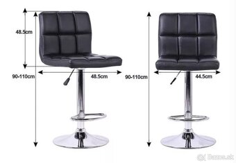 Výškovo nastaviteľné čierne barové stoličky 2ks - 5