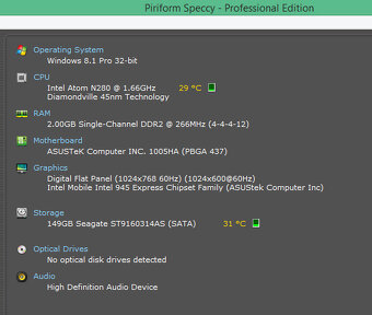 Notebook 10″ Asus EeePc /Intel Atom/2GB RAM/160GB HDD/Win8.1 - 5