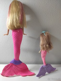Barbie morská panna svietiaca + malá morská panna. - 5