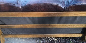 Kožená sedací souprava 3+1+1 s masivním dřevem TOP STAV - 5