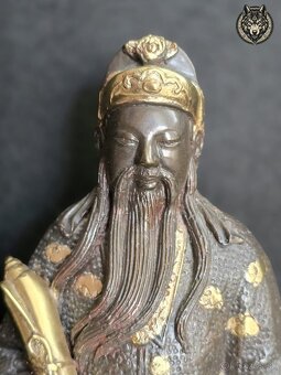 Majestátna bronzová socha čínskeho mudrca. - 5