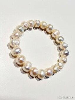Perlový náramok z pravých bielych perál 9-10 mm - 5