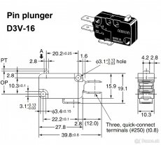 16Amp SPDT ╍ 6.35mm Konektory ╍ Mikrospínače bez páčky - 5