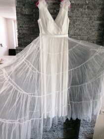 Biele spoločenské-svadobné šaty - 5