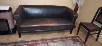 Luxusná trendová stará kožená sedačka + 2 kreslá - 5