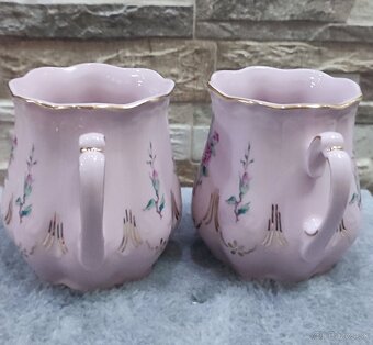 Růžový porcelán,dva bucláčky, Chodov - 5