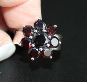 Prsteň s granátom striebro 925 - 5