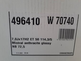 Mazda 3, 5, 6, CX3, CX5 alu disky 5x114,3 R17 ET50 - 5