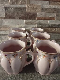 Růžový porcelán, sada 6 bucláčků, Chodov - 5