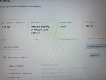 Hp elitebook Folio 1040 G1 , Intel® Core™i7 ,8gb ram , ssd - 5