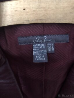 Kvalitný Kožený kabátik - bordový L - 5