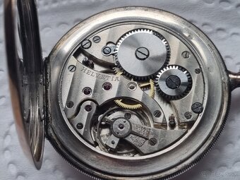 Strieborné, vreckové hodinky,Helvetia. - 5