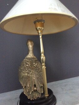 Art deco starožitná mosadzná lampa so soškou kačice r1970 - 5