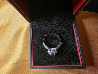 Zásnubný prsteň – biele zlato, brilianty, pravý zafír, certi - 5