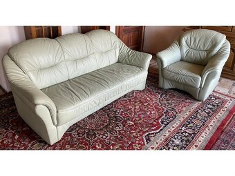 Luxusní kožená sedací souprava 3+1+taburet, 1900 - 5