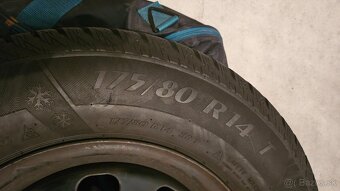 Predám zimne pneumatiky na diskoch zo seat Leon 175/80 r14 - 5