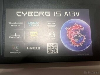 V záruke 1.5r - Herný NB-MSI Cyborg 15 - RTX 4060, 144Hz - 5