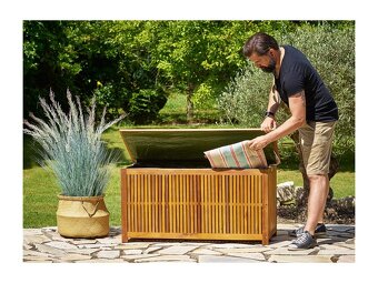 Drevený záhradný úložný box 300 L agát a plachta - 5