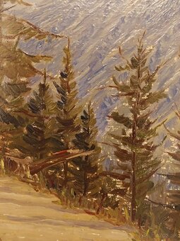 Obraz Tatry cesta z Hrebienku ke Kamzíku 1932, olej 46x55 - 5