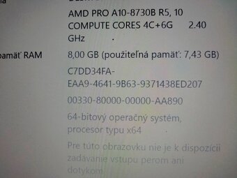 predám Hp elitebook 745 G4 ,AMD A10 quad core,8gb ram , ssd - 5