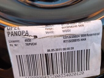 Predám rezervné koleso úzké Opel----R17 - 5