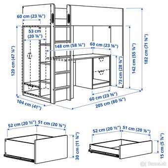 Detská vyvýšená posteľ IKEA SMÅSTAD/STUDA - 5
