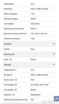Asus tuf gaming monitor 31,5 - 5