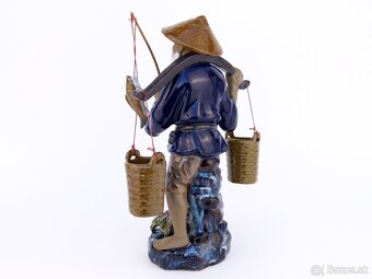 Japonská Keramická Figúrka - Rybár - 5