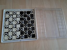 Retro spoločenská hra šachy, dáma a detský xylofon - 5