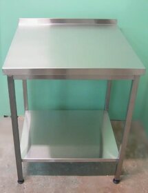 Nerezový stôl s policou + pracovný stôl s policami - 5