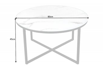 Konferenčný stolík Prestige okrúhly 80 cm biely sklo mramor - 5