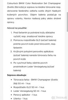 Tónovacia sada na kožu BMW CHAMPAGNER - 5