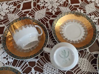 Retro porcelánová kávová súprava (H&C Chodov) - zeleno-zlatá - 5