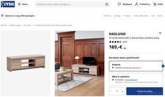 JYSK, nové | TV stolík HASLUND 2 dvere farba svetlého duba - 5