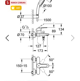 Predám novú Vaňová batéria GROHE Eurostyle Cosmopolitan so s - 5