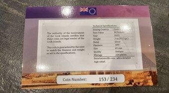 Stříbrná mince 3 oz Tutanchamonova hrobka 2022 Antique Stand - 5