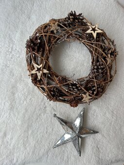 PRírodNý VIANOČNý VENIEC(handmade) + strieborná 3D hviezda - 5