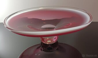 Nádherná veľká misa z hutného skla na nožičke - 5