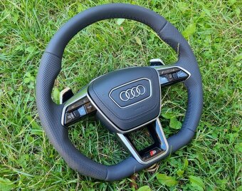 AUDI S volant A6 C8 A8 SQ8 Q8 kozeny zkoseny perforovany - 5