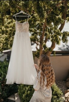 Svadobné šaty so štvorlístkami S-M - 5